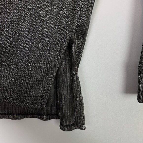Pilcro Black Metallic Sheer Button Up Long Sleeve Shirt Size Extra Small - Picture 3 of 6